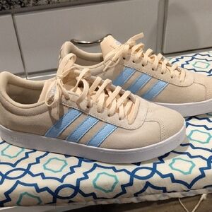 Adidas Beige and Blue Sneakers